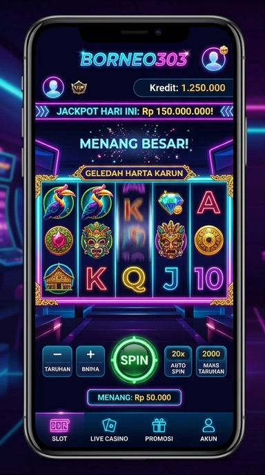 Screenshot antarmuka aplikasi Borneo303 yang mudah digunakan.